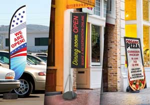 3 examples of curb side out door signage